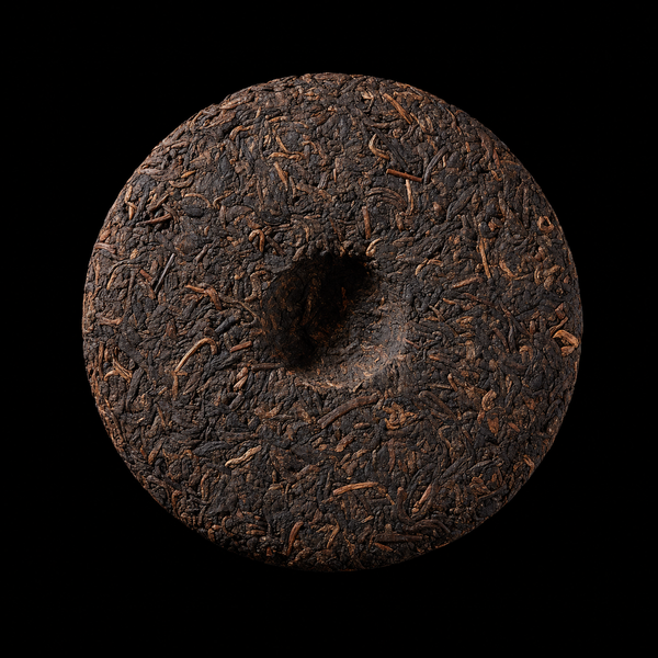 The Shift Aged Sheng Pu-erh on bold black background — sticker energy product photography