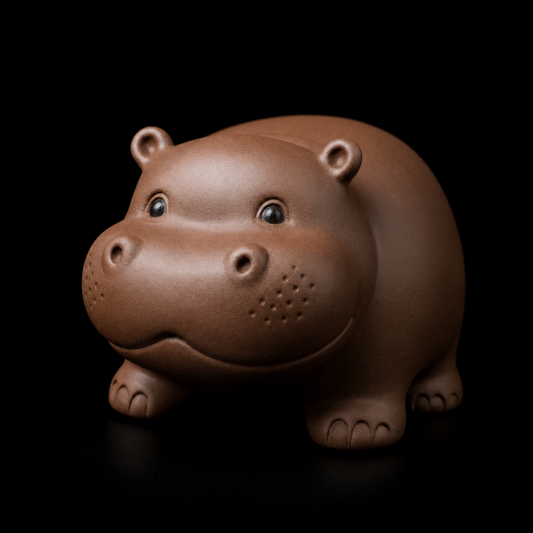 Clay Tea Pet Hippo on black background — sticker energy product photography